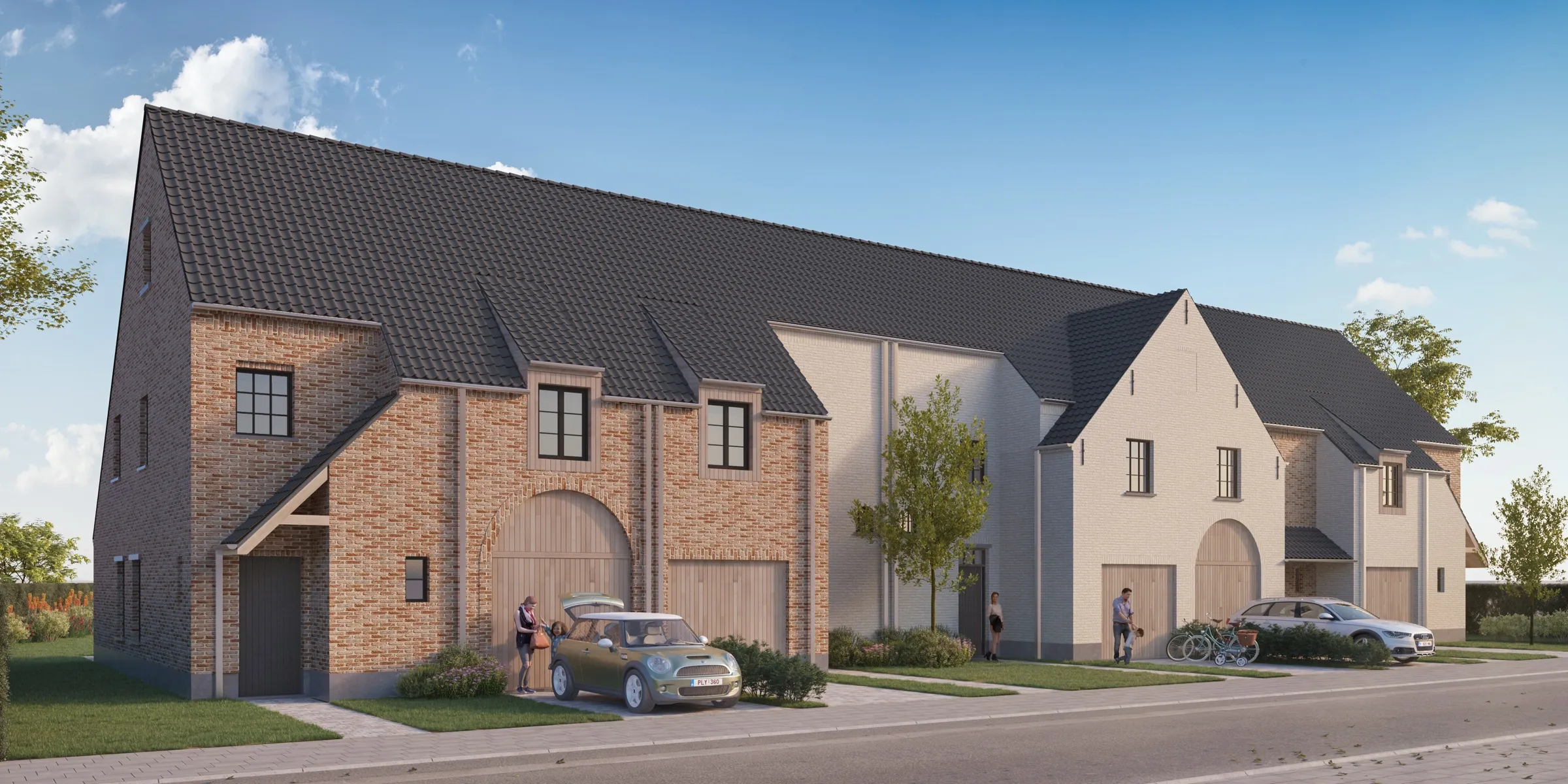 3D-render van de woningen van Mirrepadde fase 1 aan de Kapellestraat in Wakken